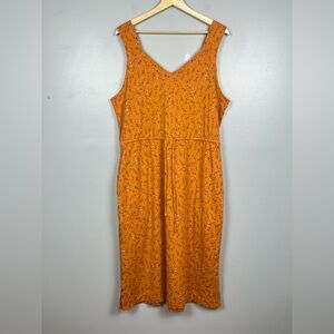 Duluth Trading Co. To 'n' Flow midi tank dress, light orange floral print, large